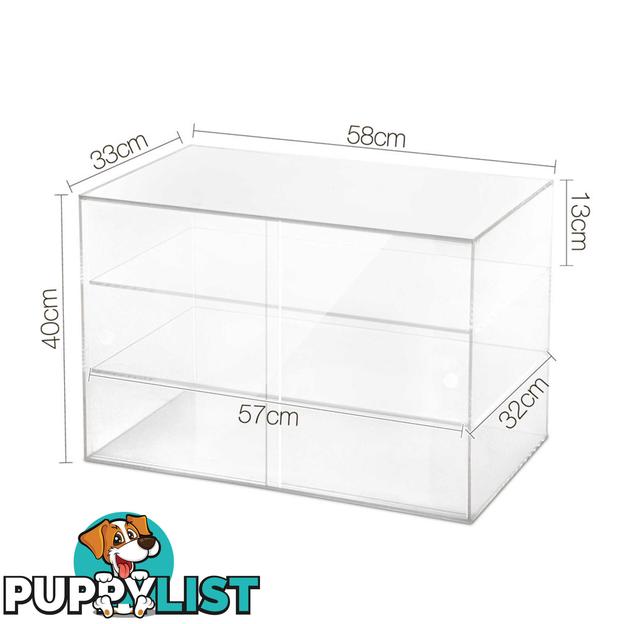 3 Tier Clear Acrylic Display Cabinet with Sliding Door