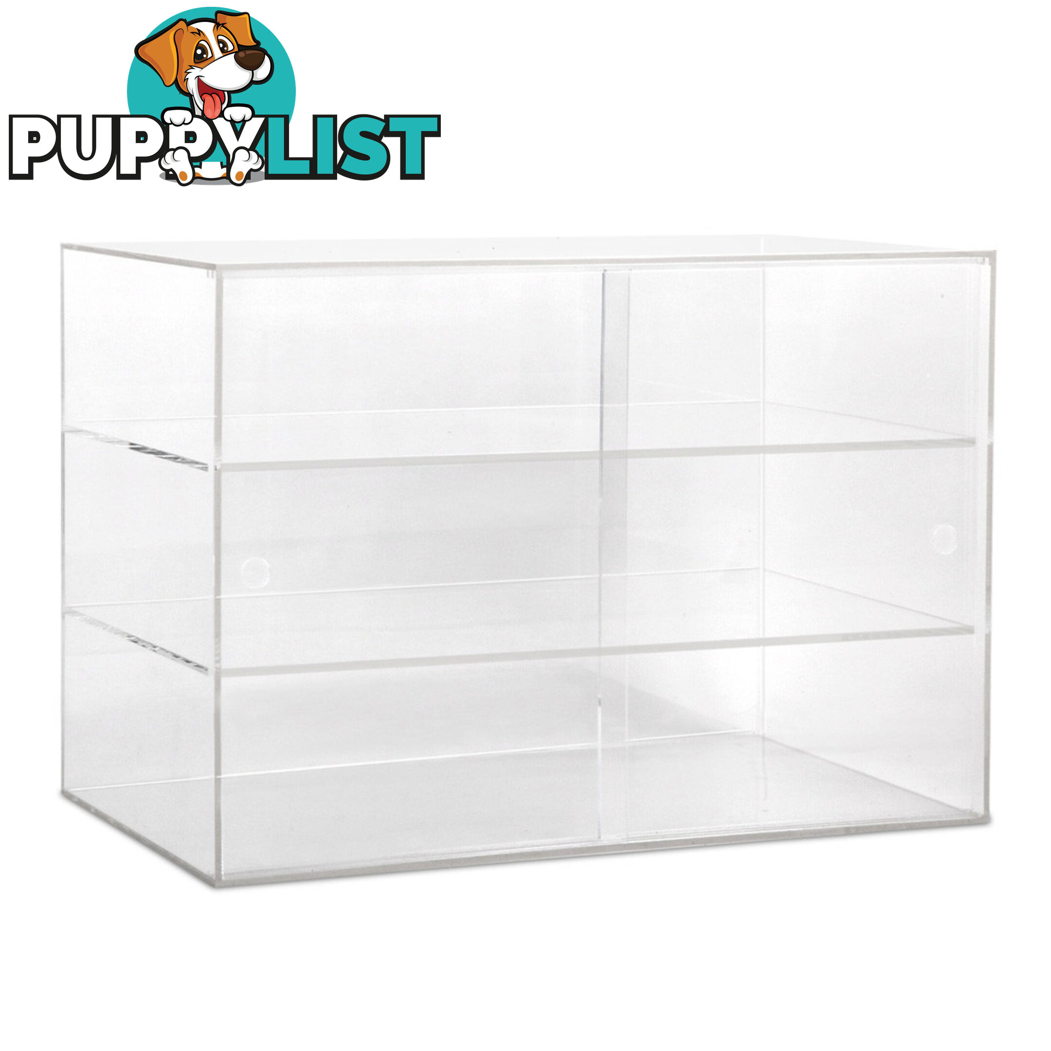 3 Tier Clear Acrylic Display Cabinet with Sliding Door