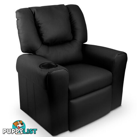 Kids Padded PU Leather Recliner Chair  - Black