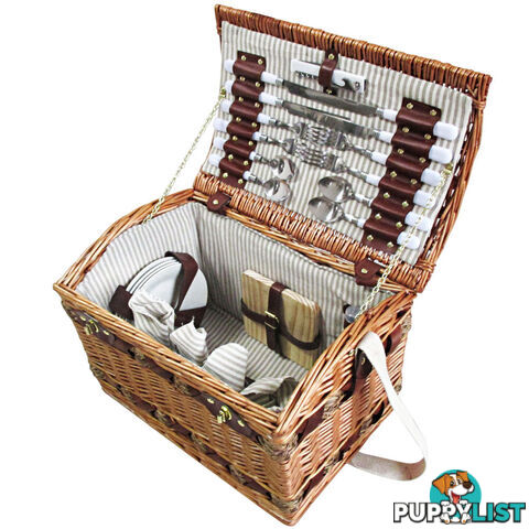 4 Person Picnic Basket Set w/ Cheese Board Blanket