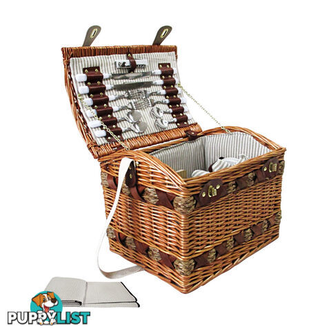 4 Person Picnic Basket Set w/ Cheese Board Blanket