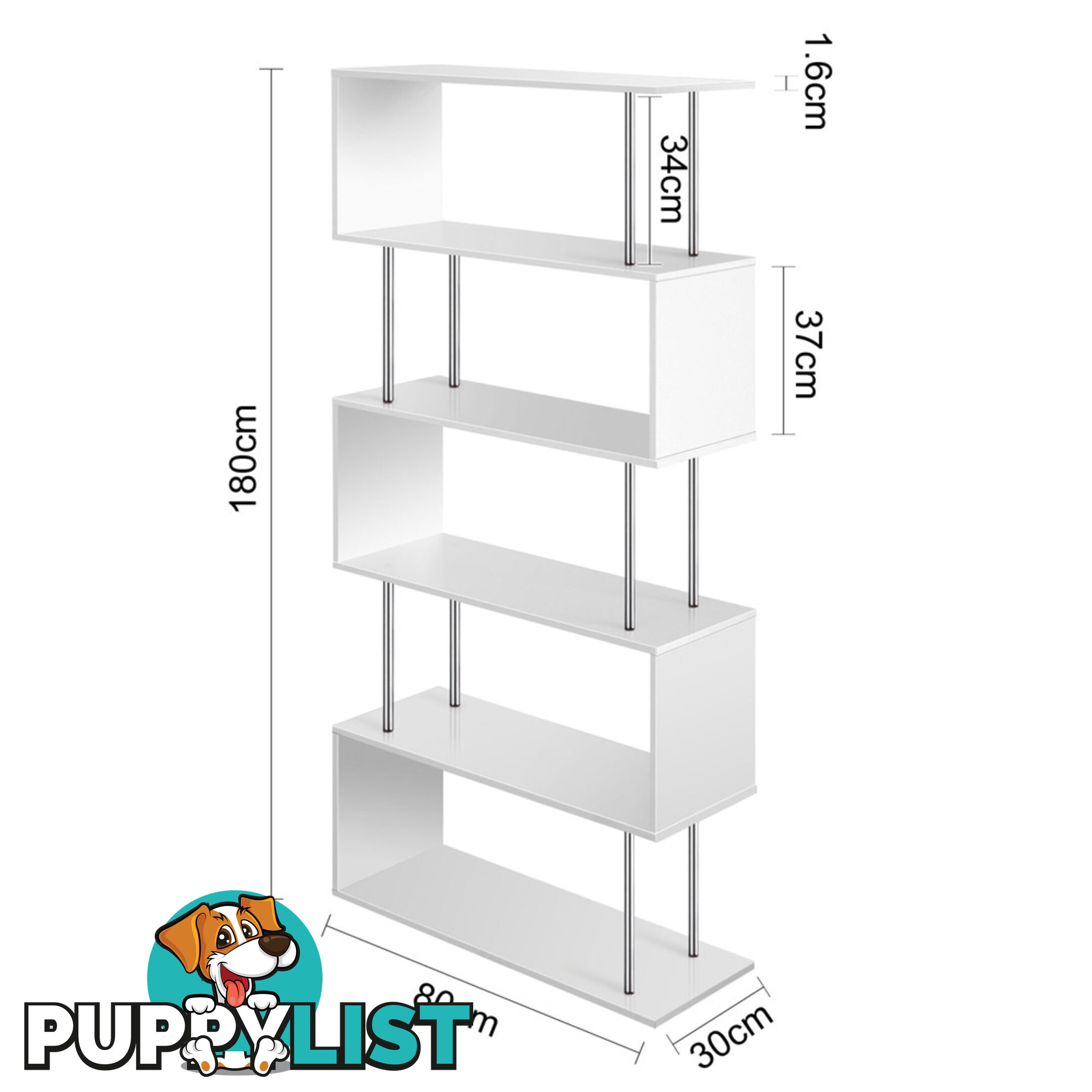 5 Tier Display/Book/Storage Shelf Unit White