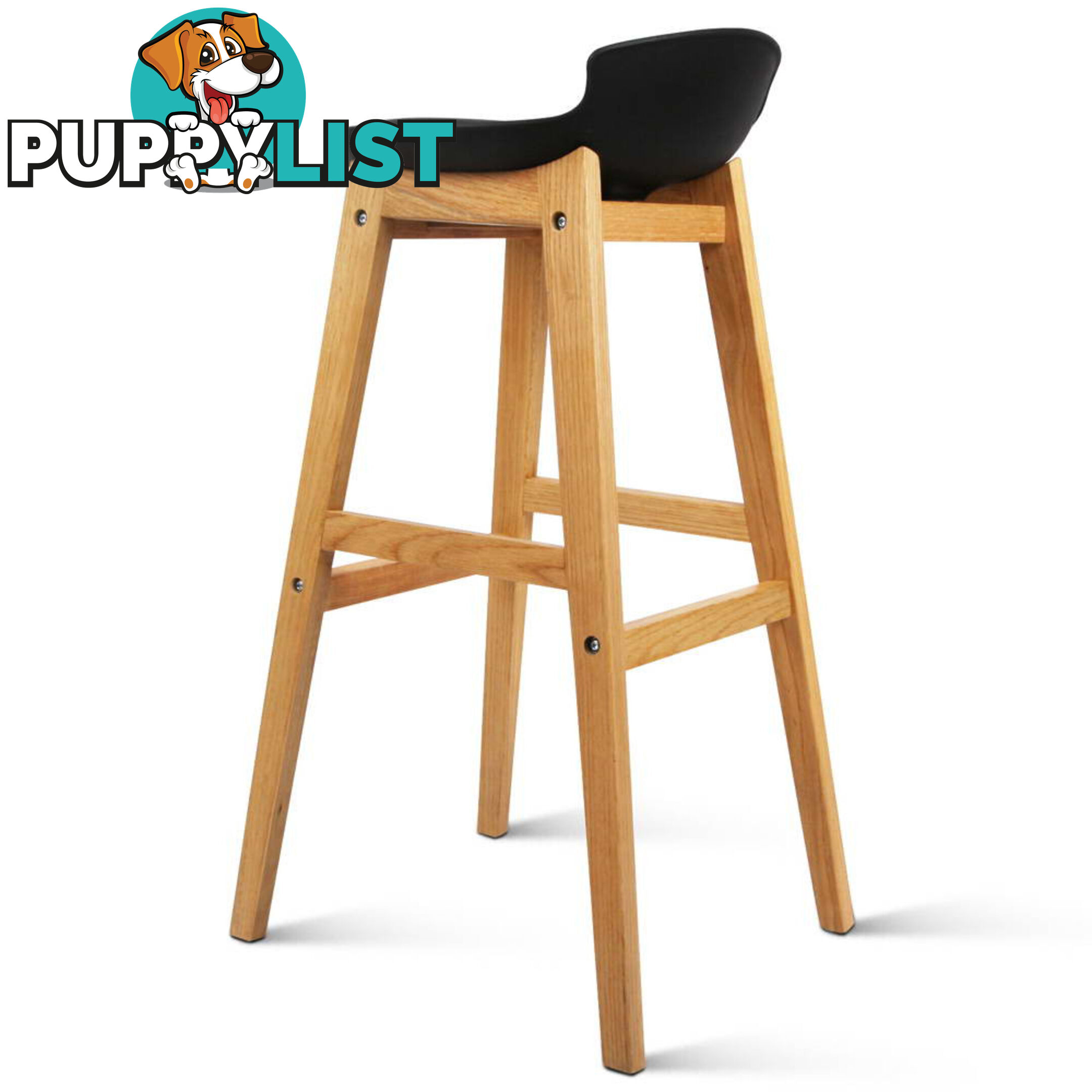 Set of 2 High Seat Back Barstools Black