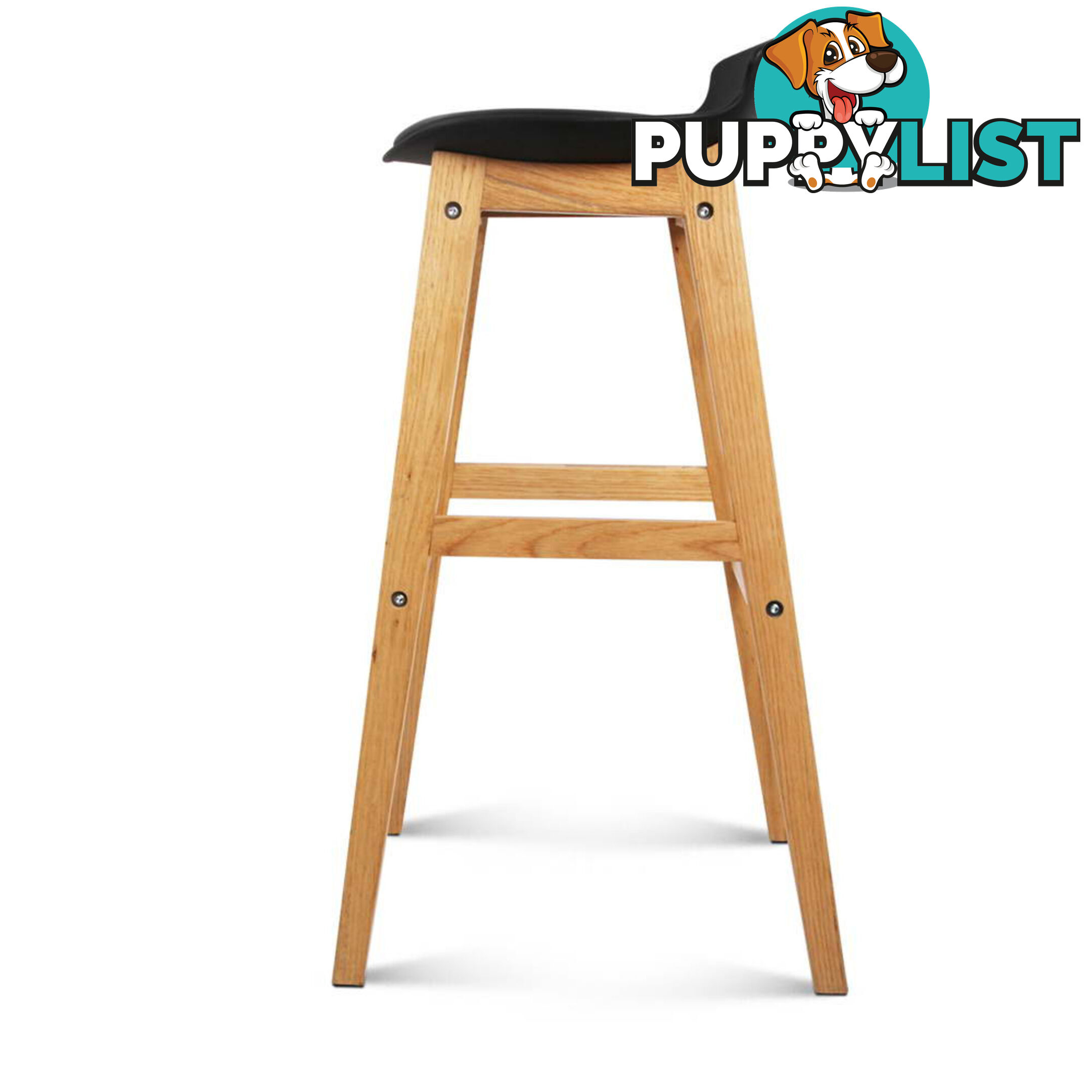 Set of 2 High Seat Back Barstools Black