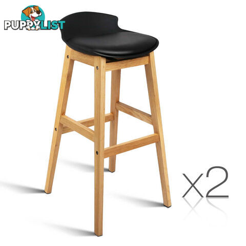 Set of 2 High Seat Back Barstools Black