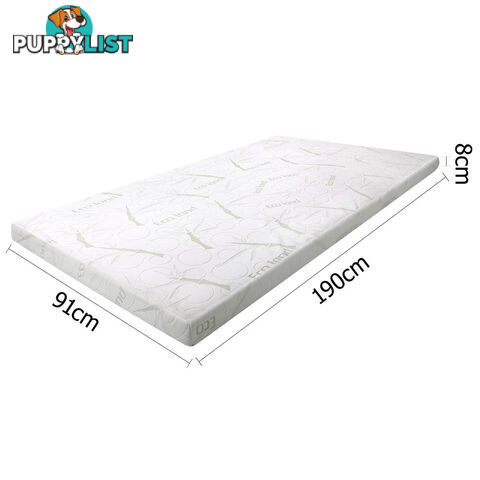 Cool Gel Memory Foam Mattress Topper w/ Bamboo Fabric Cover 8cm Single