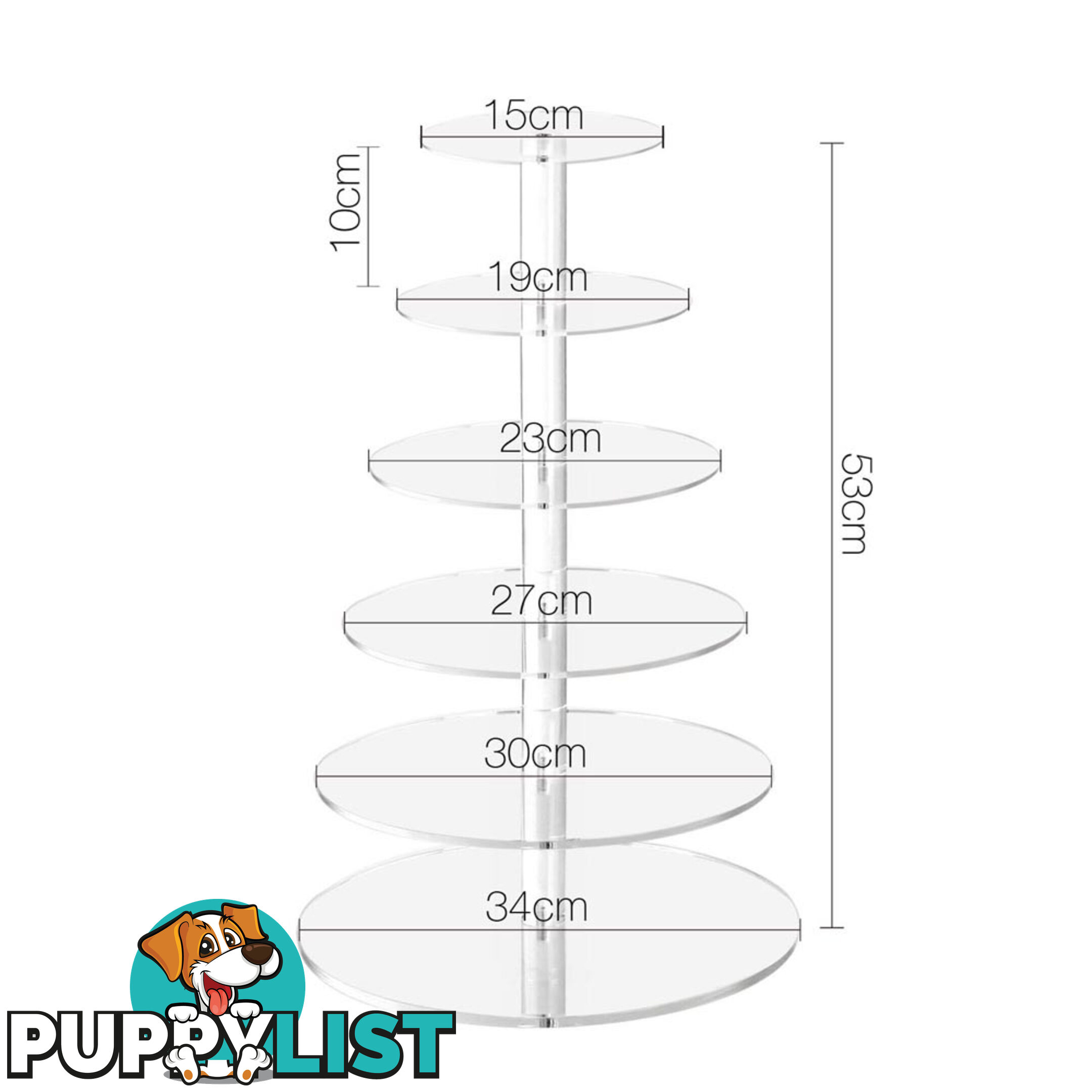 6 Tier Clear Acrylic Cake Stand 53CM