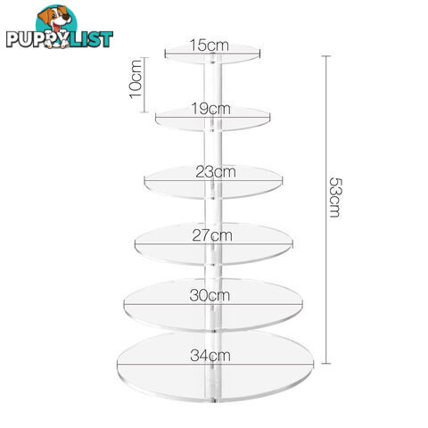 6 Tier Clear Acrylic Cake Stand 53CM