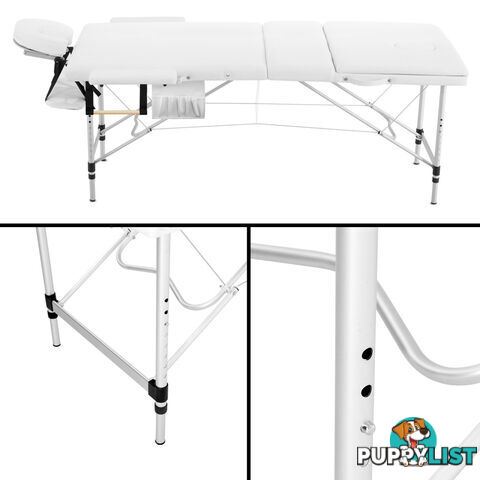 Portable Aluminium 3 Fold Massage Table Chair Bed White 60cm