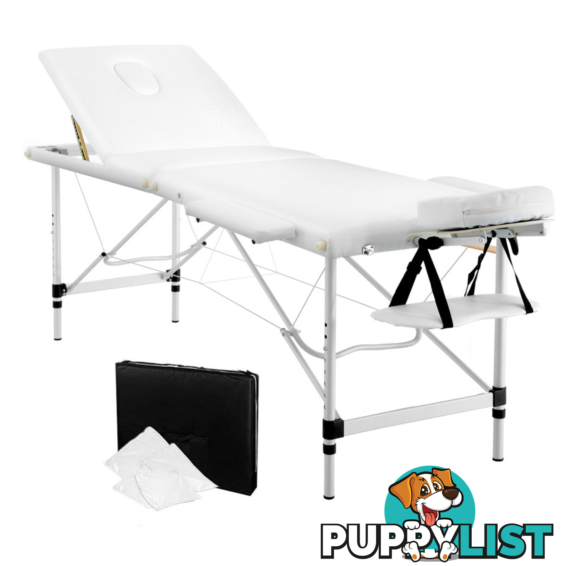 Portable Aluminium 3 Fold Massage Table Chair Bed White 60cm