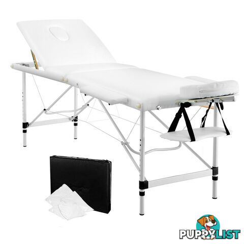 Portable Aluminium 3 Fold Massage Table Chair Bed White 60cm