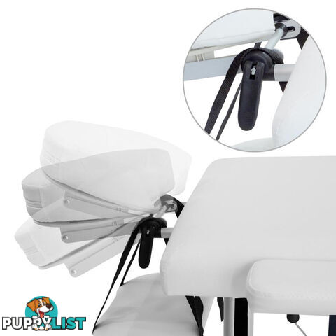 Portable Aluminium 3 Fold Massage Table Chair Bed White 60cm