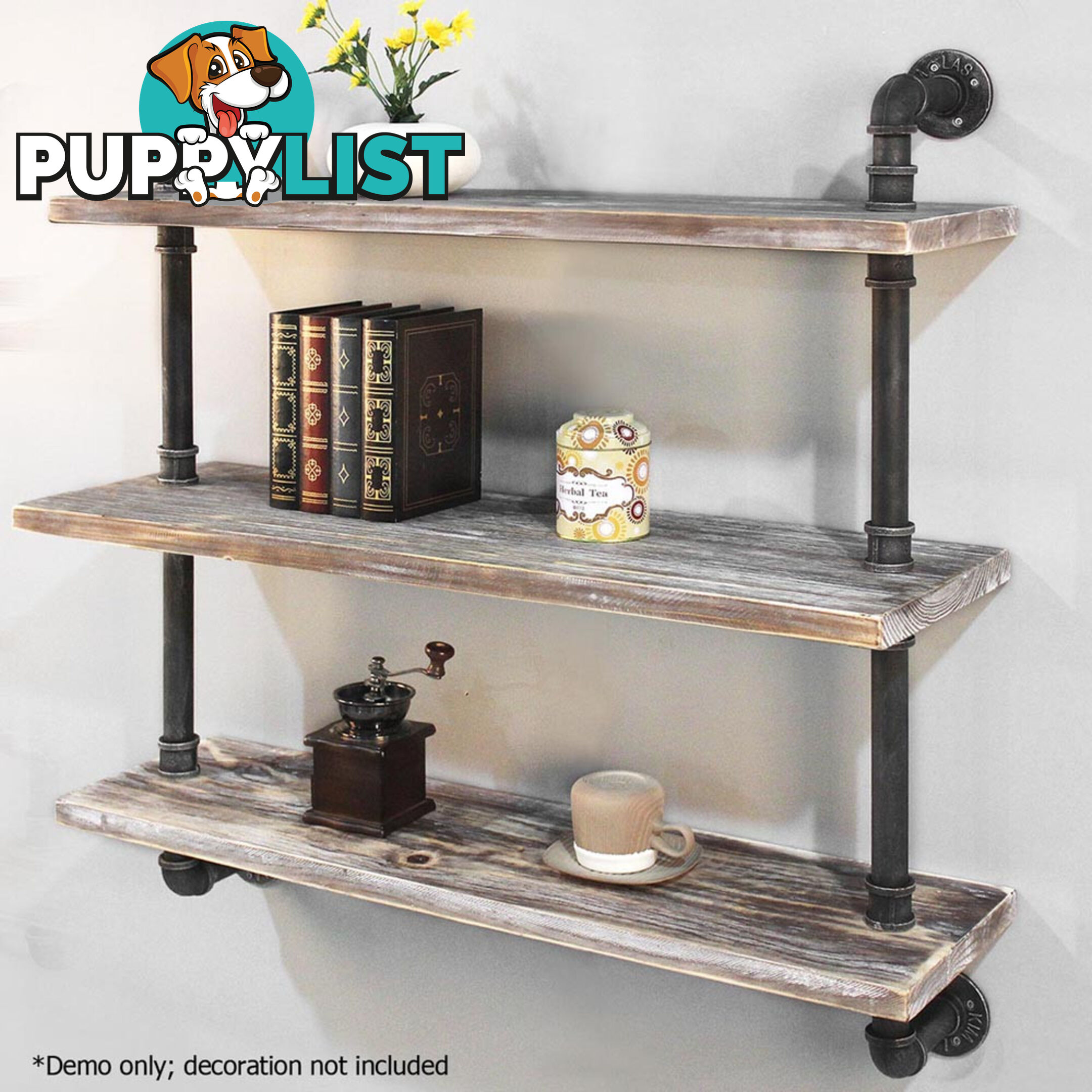 Rustic Industrial DIY Floating Pipe Shelf