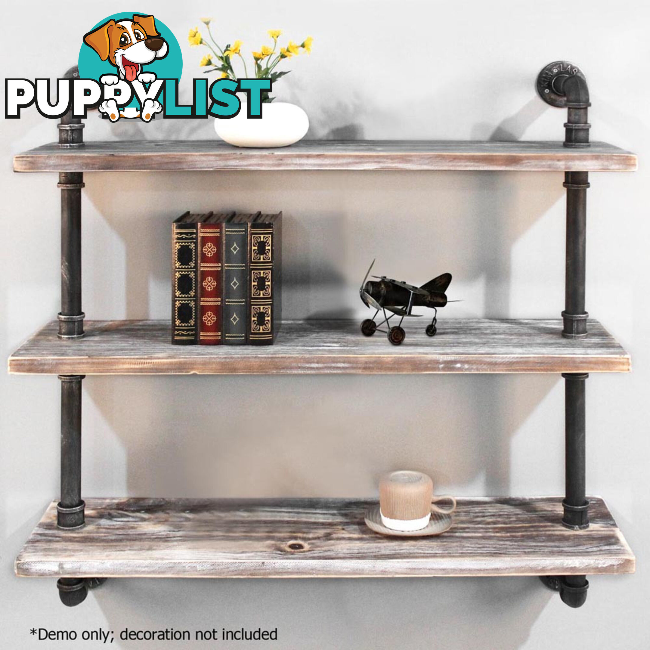 Rustic Industrial DIY Floating Pipe Shelf