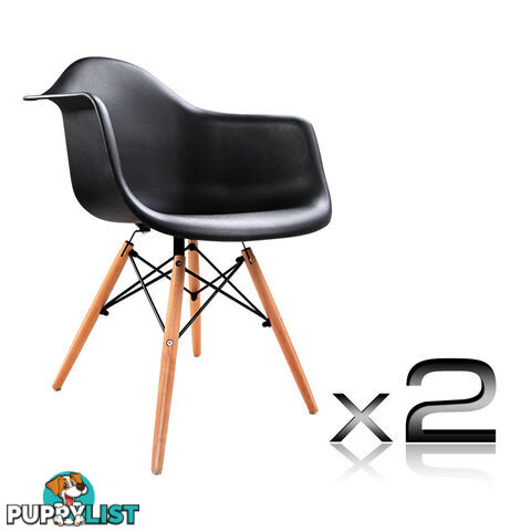 Set of 2 Replica Eames Cafe Chairs Beech White