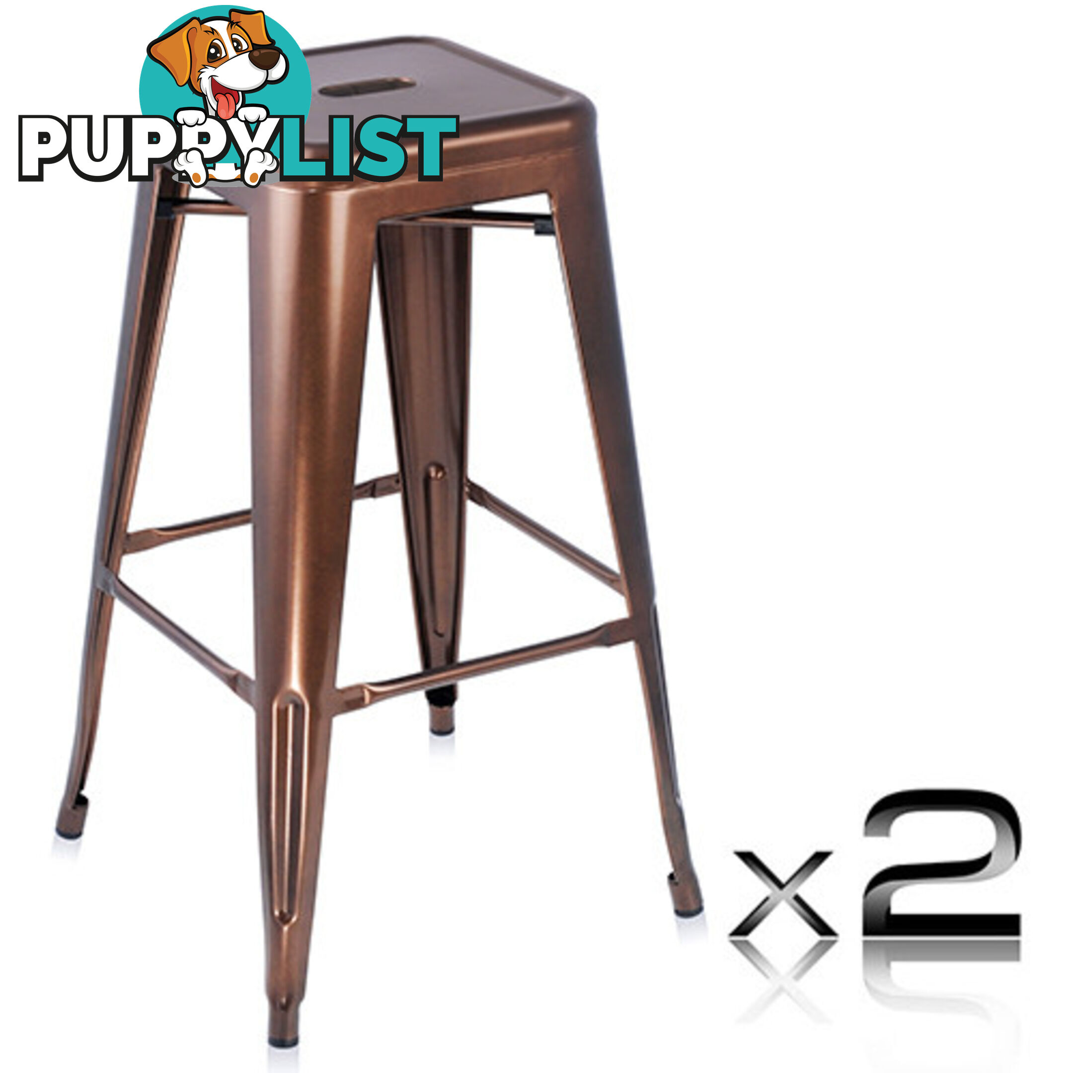 Set of 2 Steel Kitchen Bar Stool 76cm Metallic