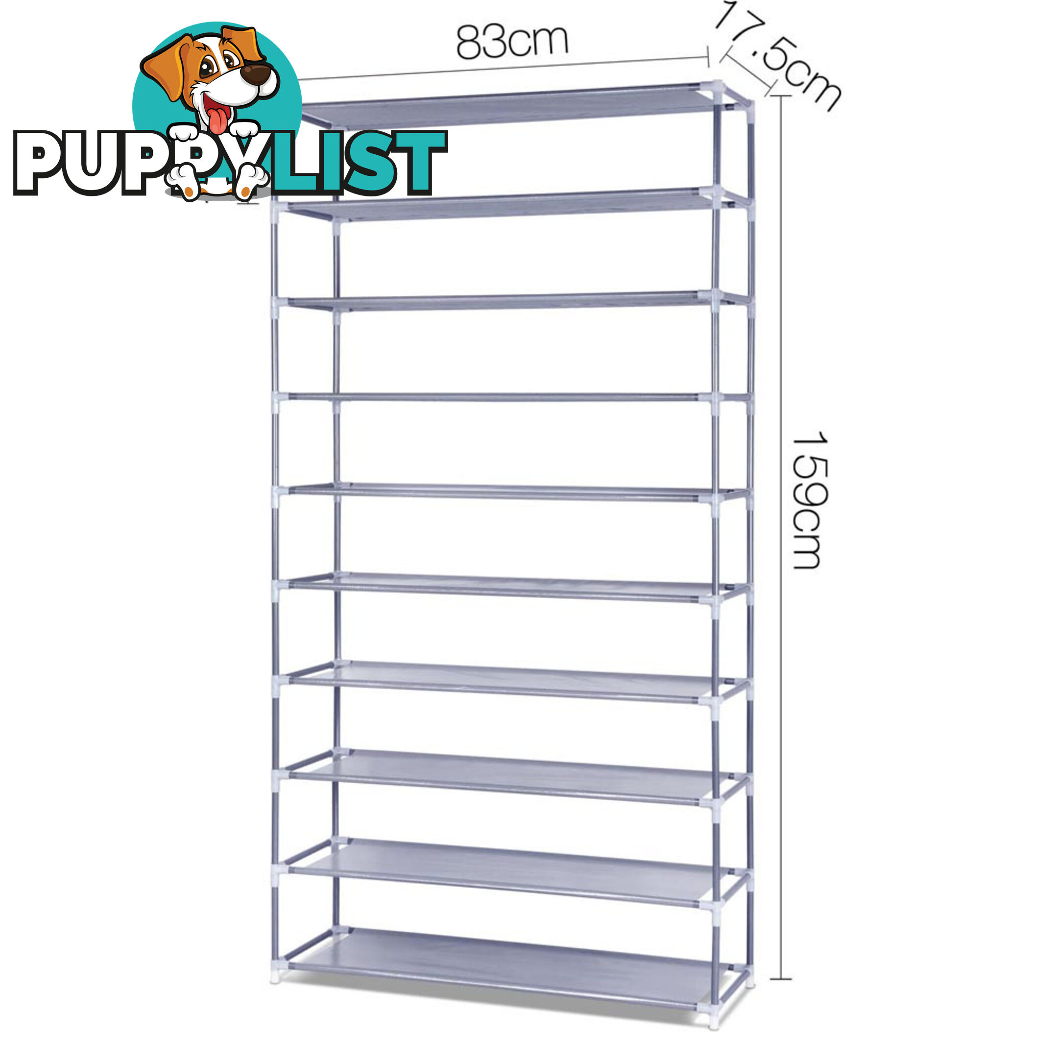 10 Tiers Stackable Shoe Storage Rack  159cm