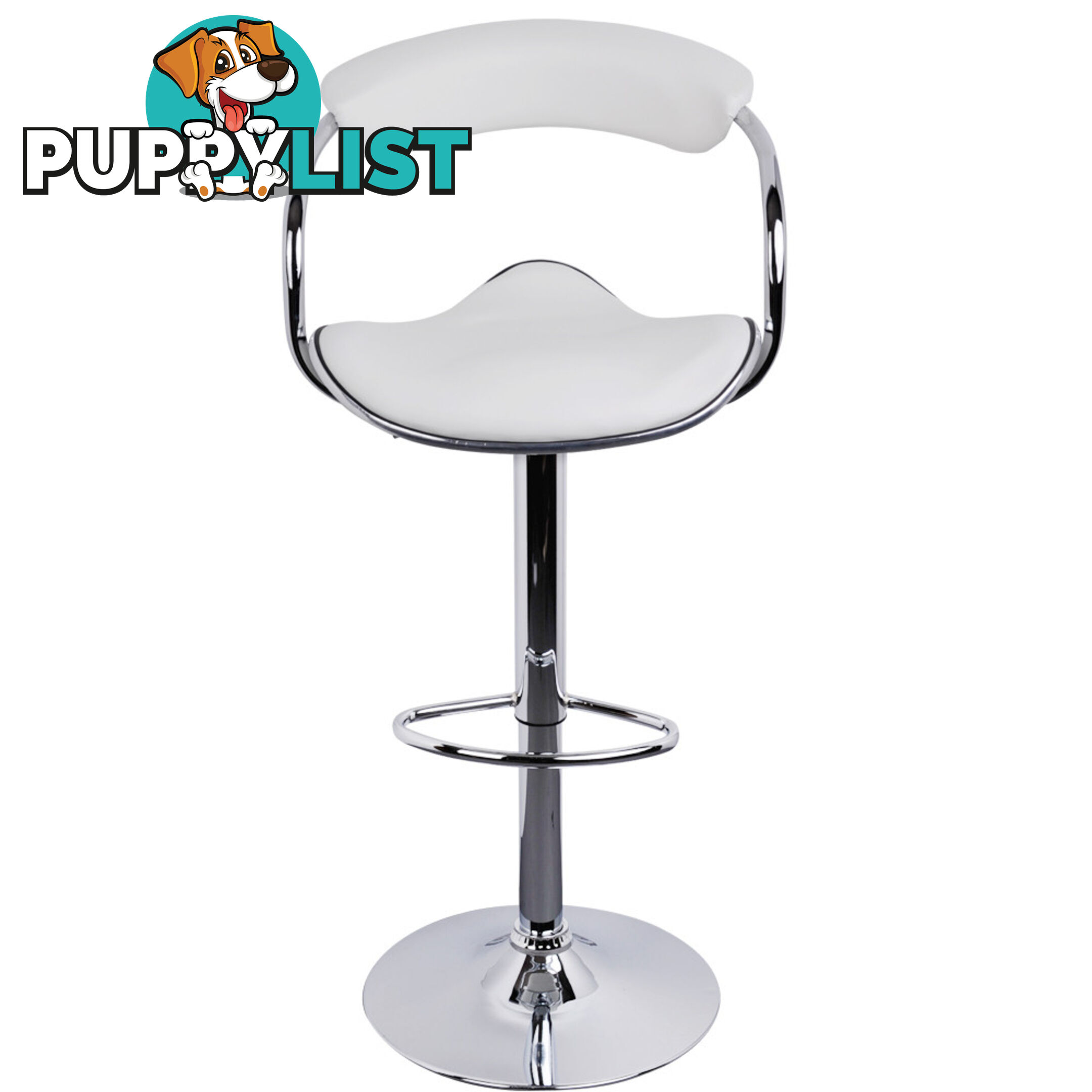 Set of 2 PU Leather Kitchen Bar Stool White