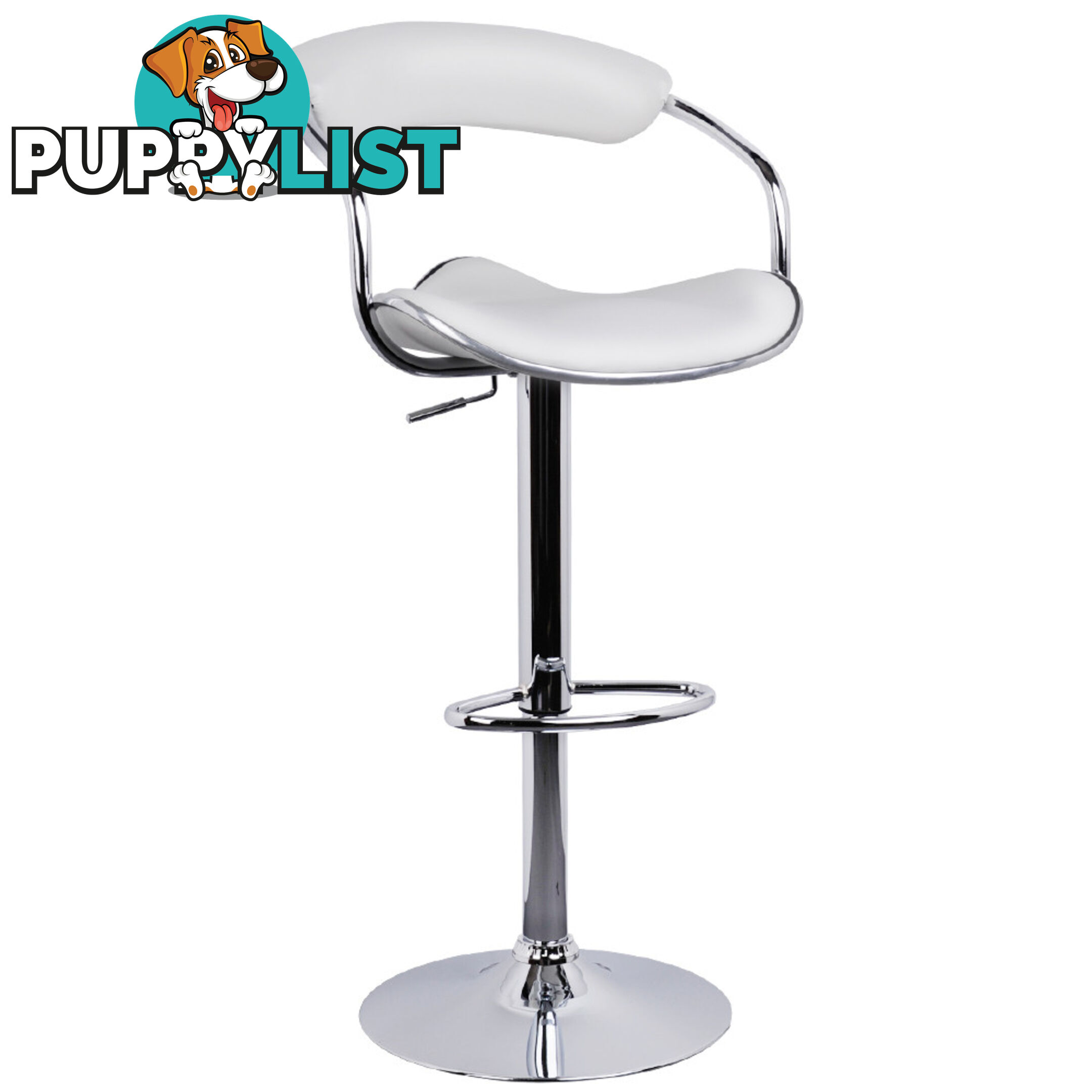 Set of 2 PU Leather Kitchen Bar Stool White