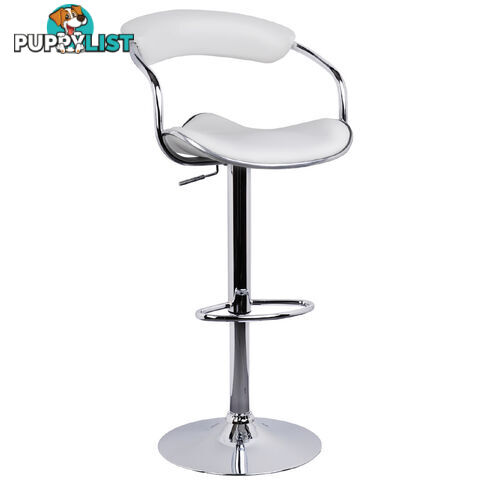 Set of 2 PU Leather Kitchen Bar Stool White