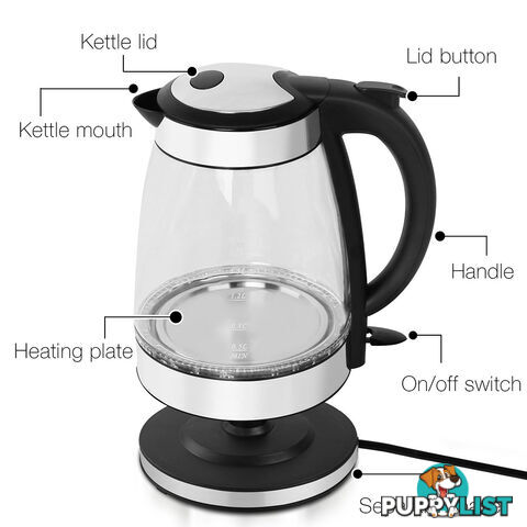 LED Cordless Glass Kettle  1.7L