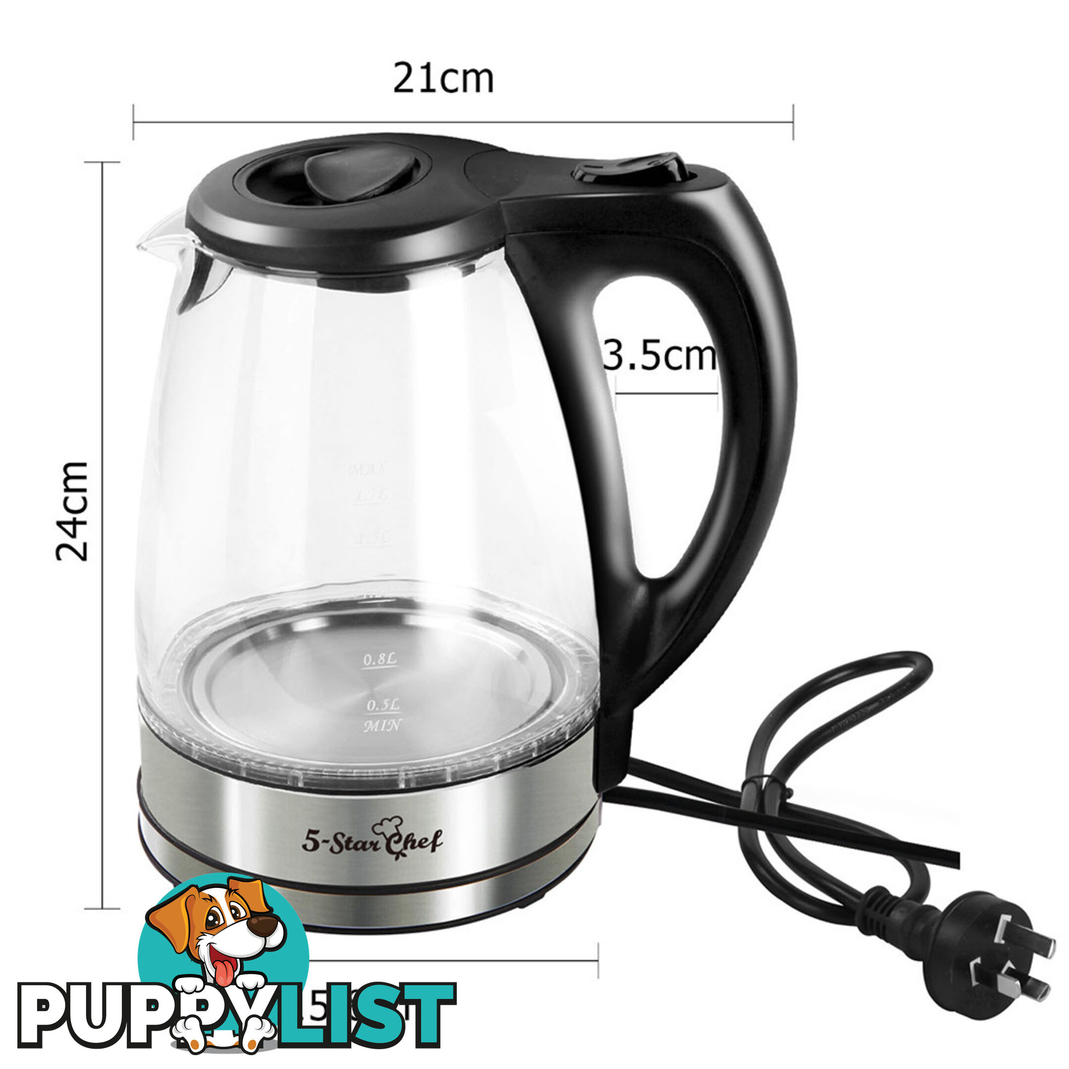 Glass Kettle with Blue LED Light - 1.7L