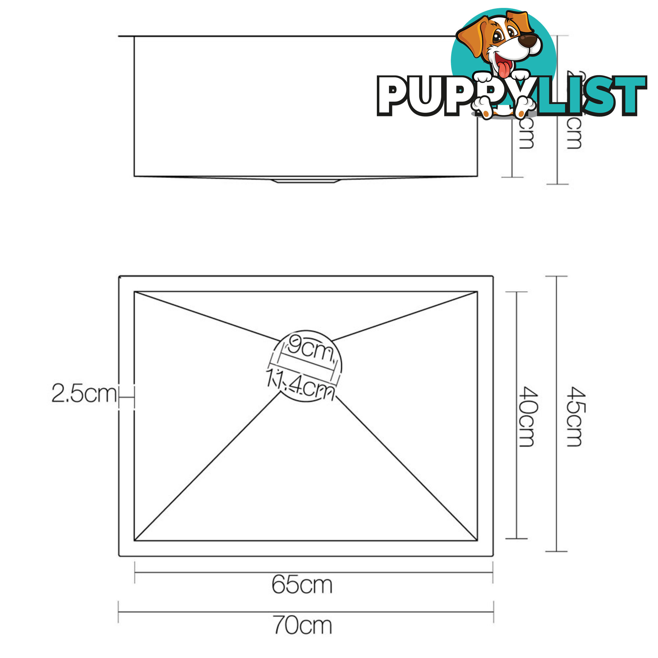 Stainless Steel Kitchen Laundry Sink w/ Strainer Waste 530 x 500mm