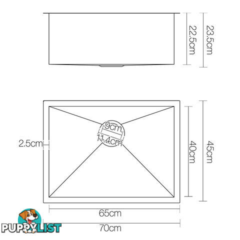 Stainless Steel Kitchen Laundry Sink w/ Strainer Waste 530 x 500mm