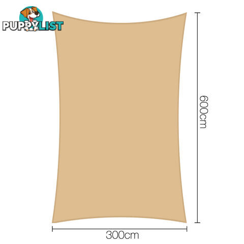 Heavy Duty 185GSM Shade Sail Canopy 3 x 6 M Sand