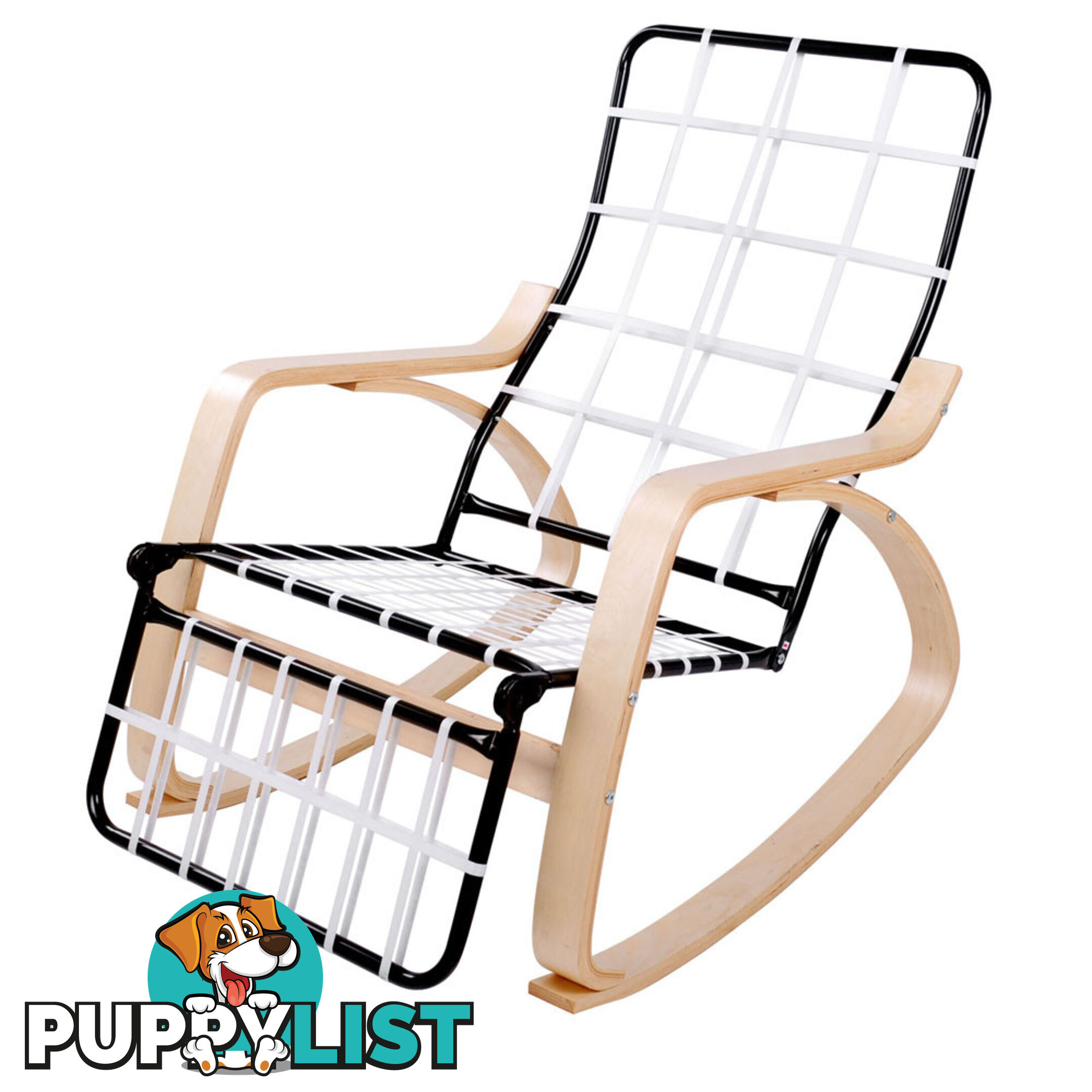 Birch Plywood Adjustable Rocking Lounge Arm Chair w/ Fabric Cushion Black