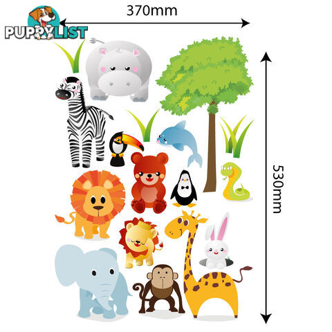 Large Size Cute Zoo Animals Kids Wall Stickers - Totally Movable