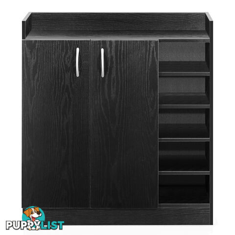 2 Doors Shoe Cabinet Storage Cupboard Black