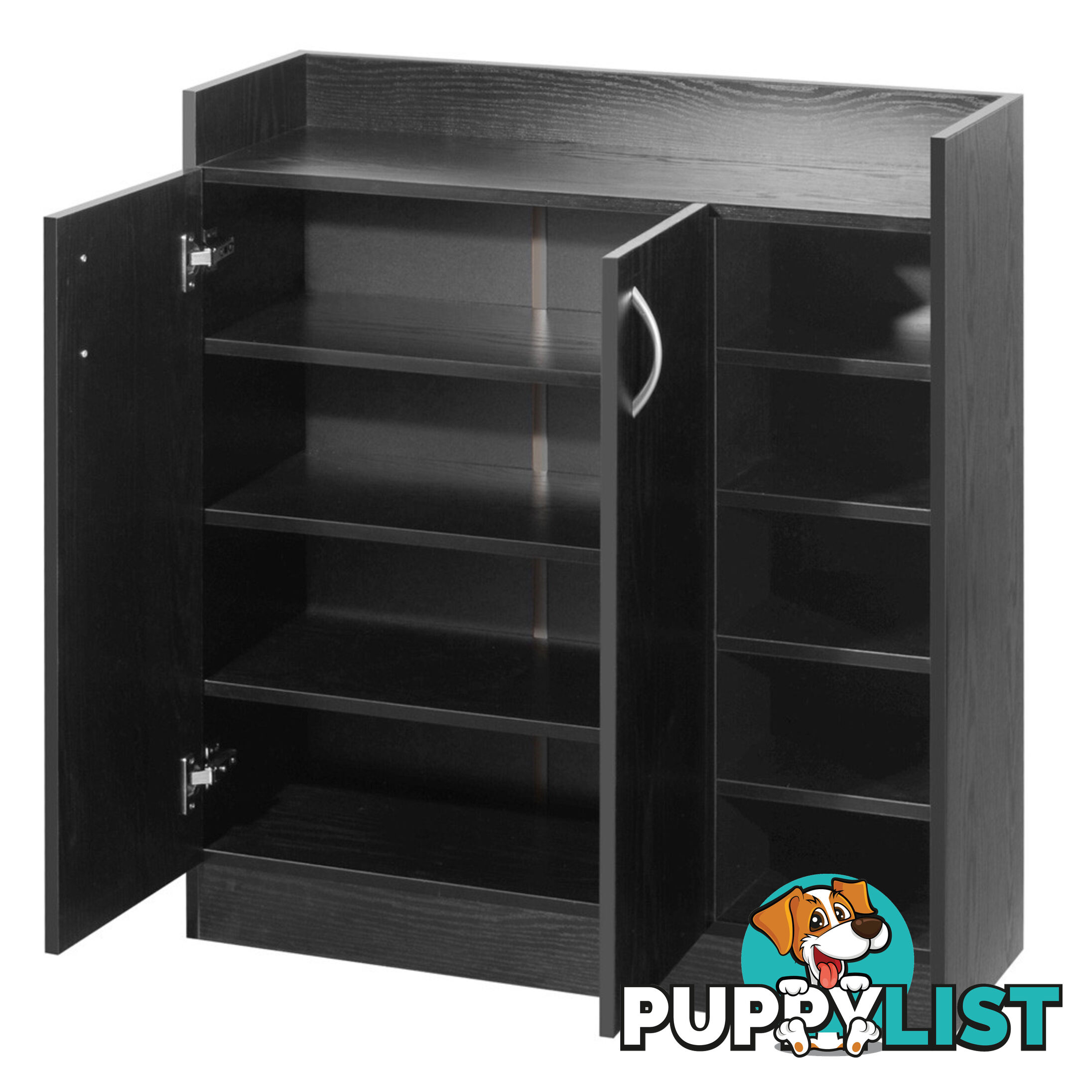 2 Doors Shoe Cabinet Storage Cupboard Black