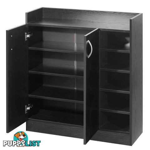 2 Doors Shoe Cabinet Storage Cupboard Black