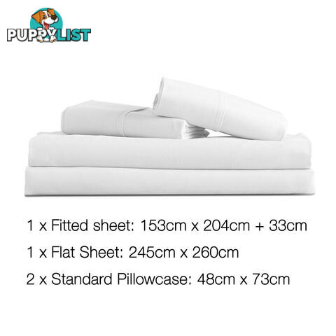 4 Piece Microfibre Sheet Set Queen  White