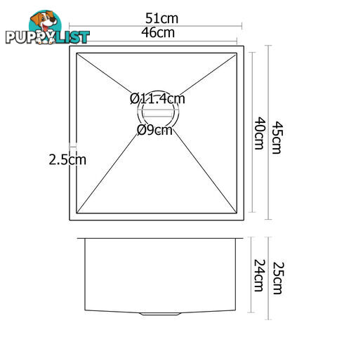 Stainless Steel Kitchen/Laundry Sink w/ Strainer Waste 715x450mm