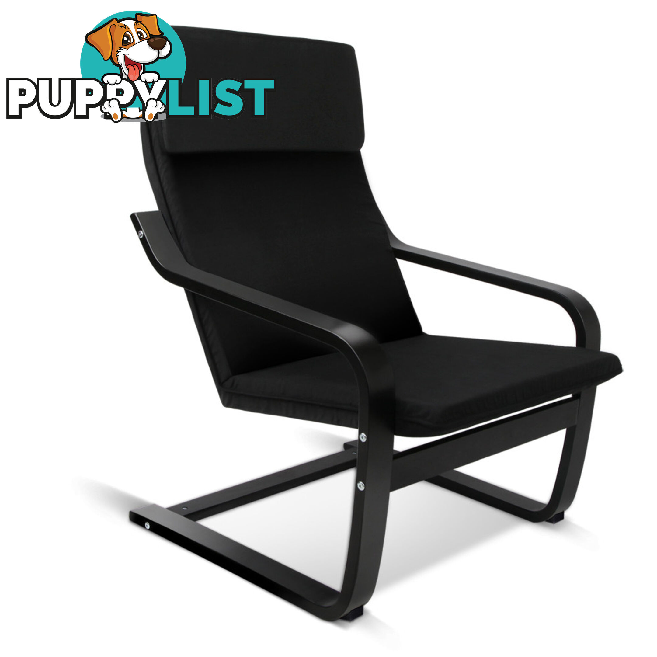 Birch Plywood Fabric Lounge Armchair - Black