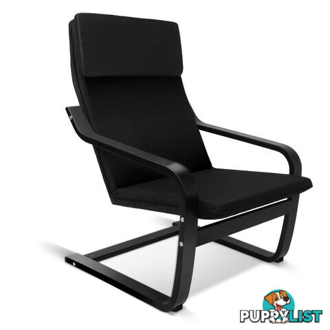 Birch Plywood Fabric Lounge Armchair - Black