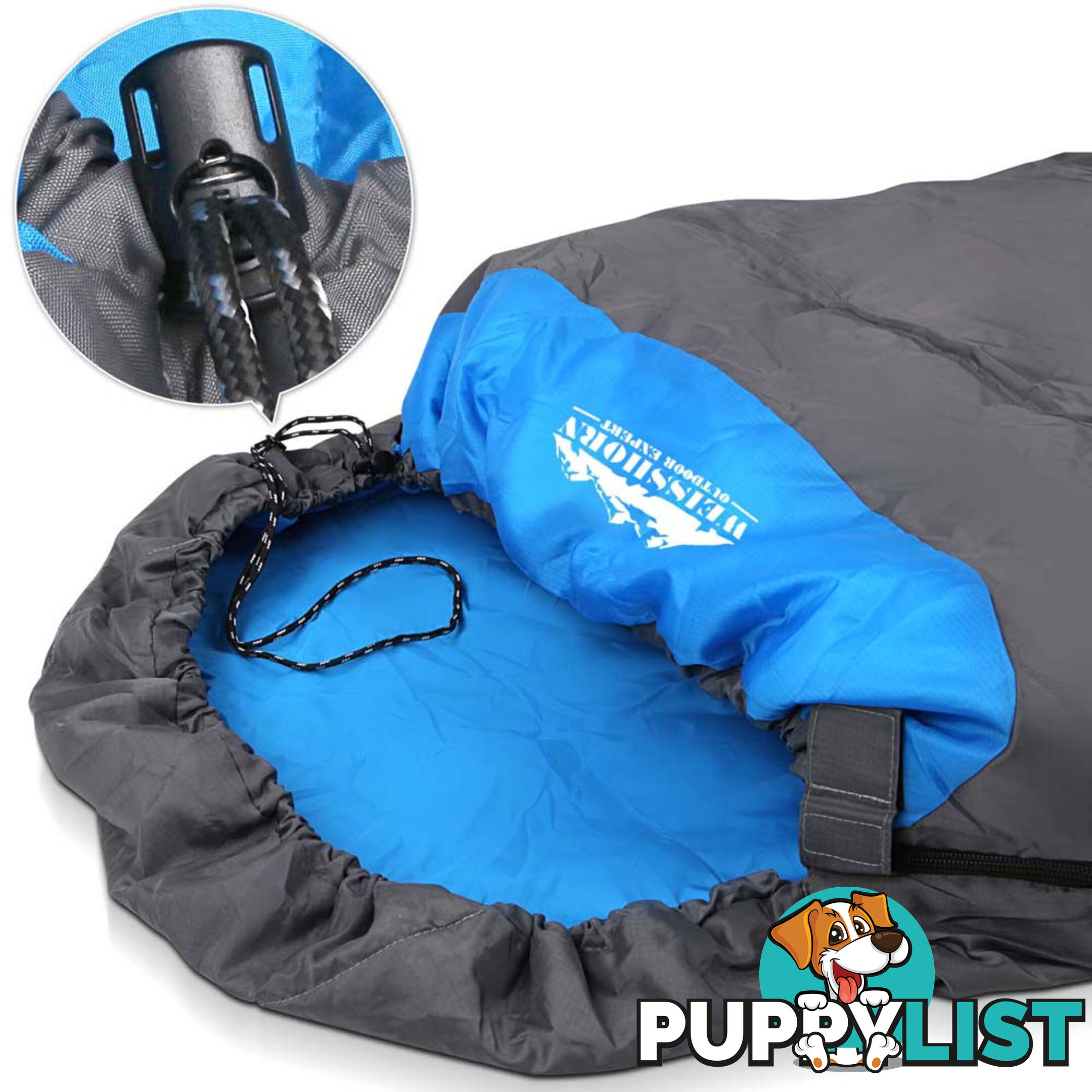 Single Camping Envelope Sleeping Bag Grey Black