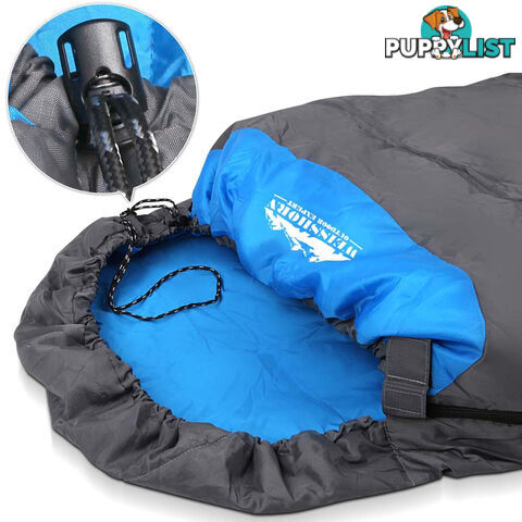 Single Camping Envelope Sleeping Bag Grey Black