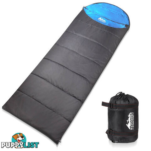 Single Camping Envelope Sleeping Bag Grey Black