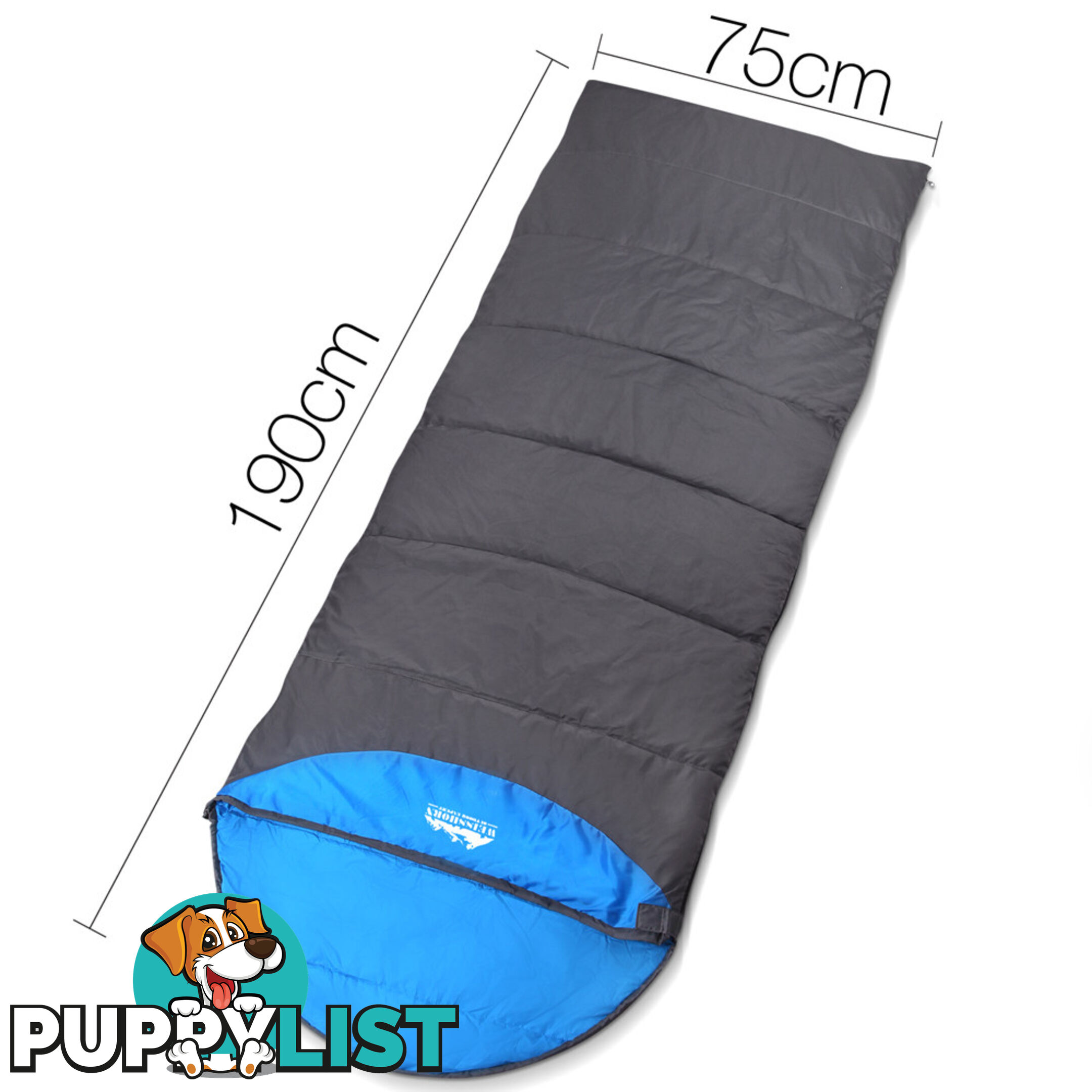 Single Camping Envelope Sleeping Bag Grey Black