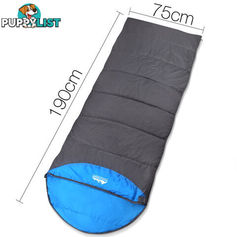 Single Camping Envelope Sleeping Bag Grey Black