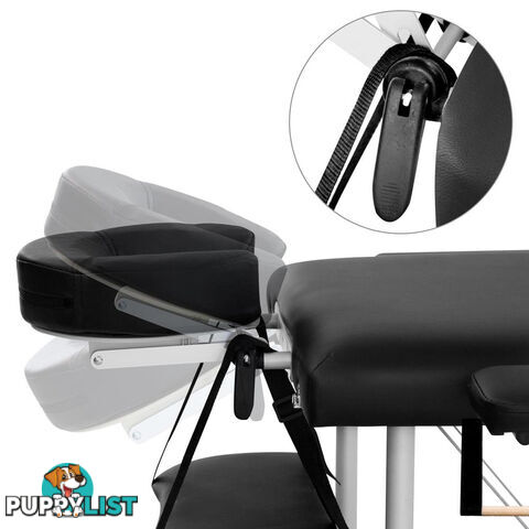 Portable Aluminium 3 Fold Massage Table Chair Bed Black 75cm