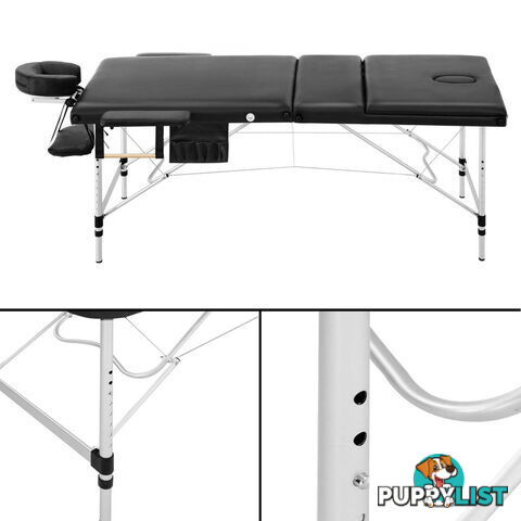 Portable Aluminium 3 Fold Massage Table Chair Bed Black 75cm