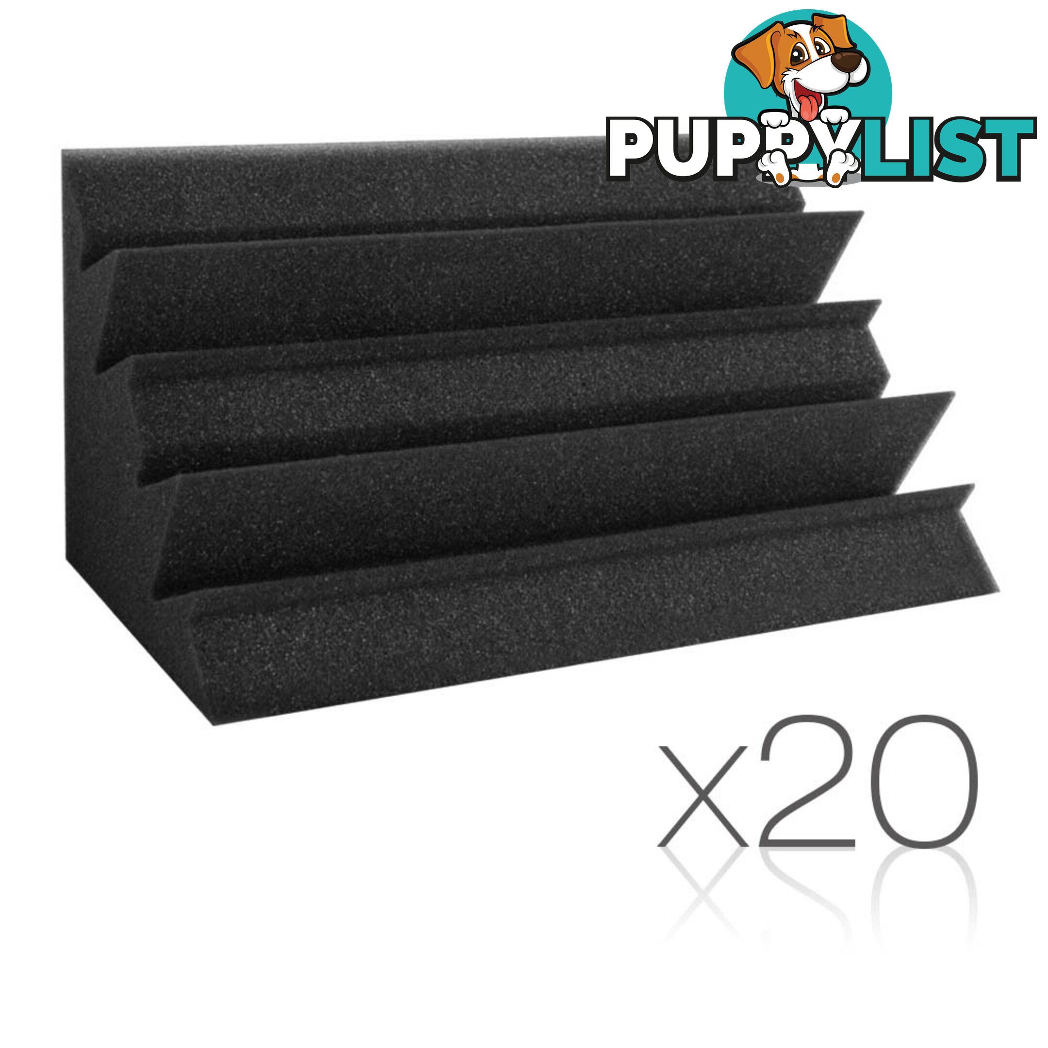 Set of 20 Studio Wedge Acoustic Foam Black 30 x 30cm