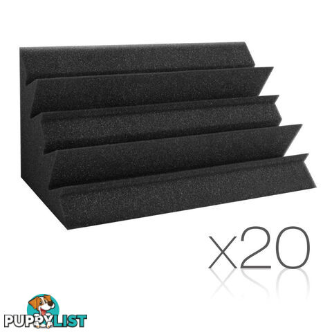 Set of 20 Studio Wedge Acoustic Foam Black 30 x 30cm