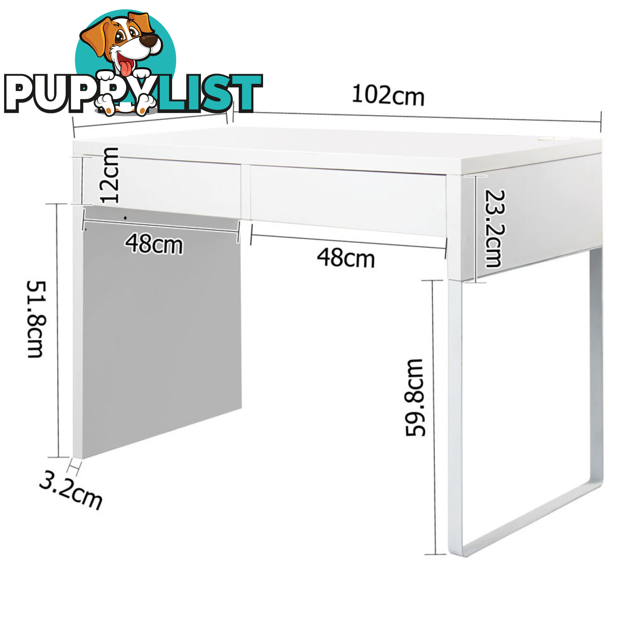 Office Computer Desk Table w/ Drawers White