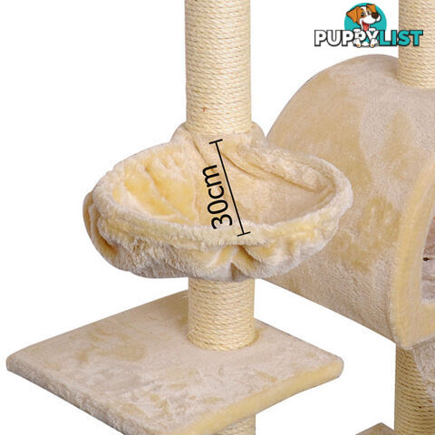 Multi Level Cat Scratching Poles Tree w/ Ladder Beige