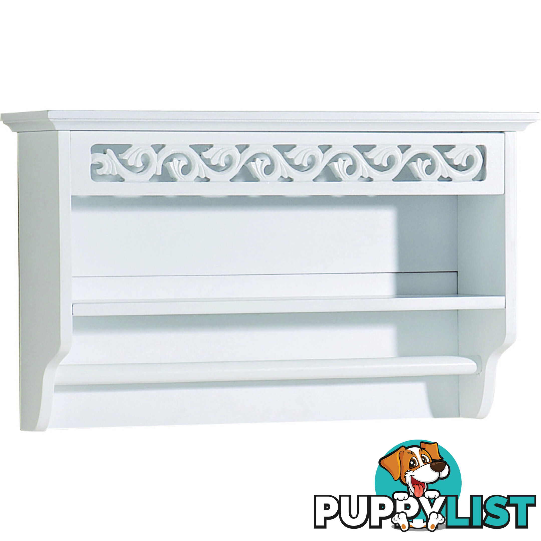 Lure Towel Rail with Shelf in WHITE